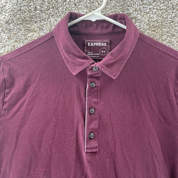 Express Polo Shirt Adult Medium Purple Stretch Moisture Wicking Cotton Preppy - Picture 2 of 11